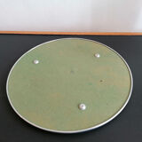 Set of 3 round mirrored trays, metal strapping, 1950/60