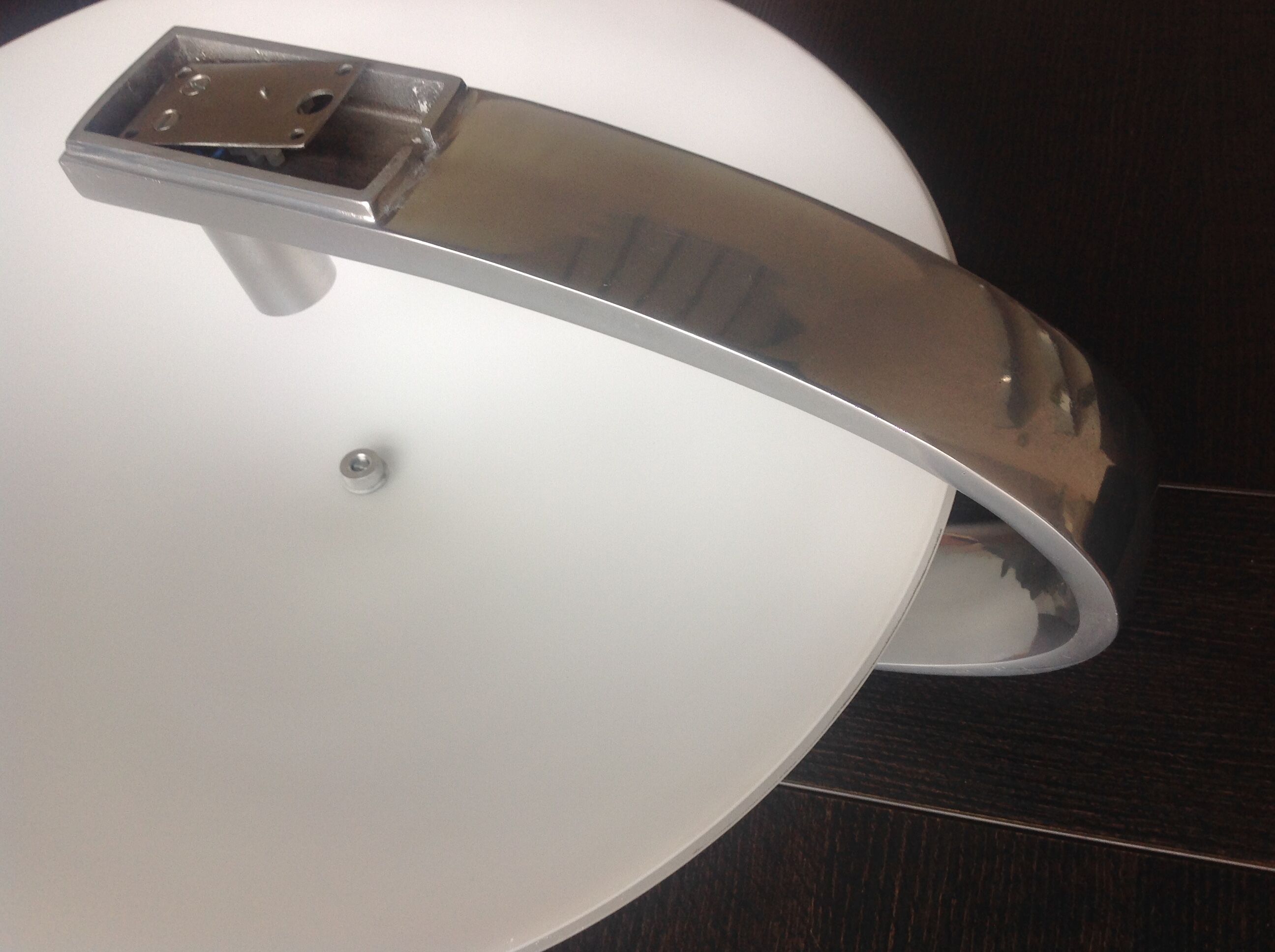 Circular frosted glass wall lamp and aluminum headband by Vetri Murano, vintage 70s-80s