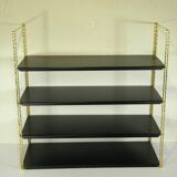 Black and gold metal wall shelf from the 1960s