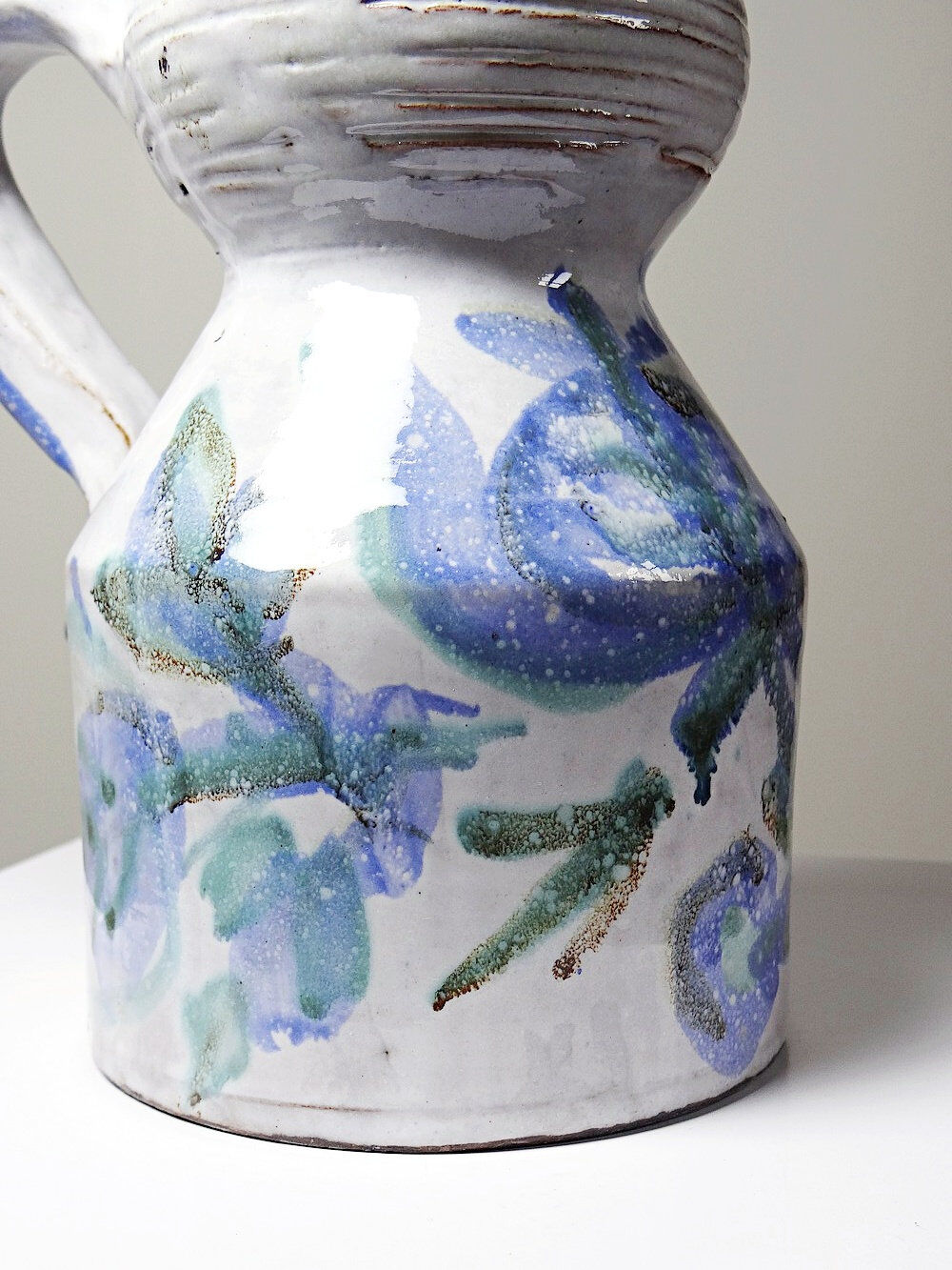 Glazed stoneware pitcher Vallauris 1970s Boris Kasianoff, Albert Thiry, Le Mûrier