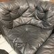 Vintage Black Leather Sofa Design Circa 1980
