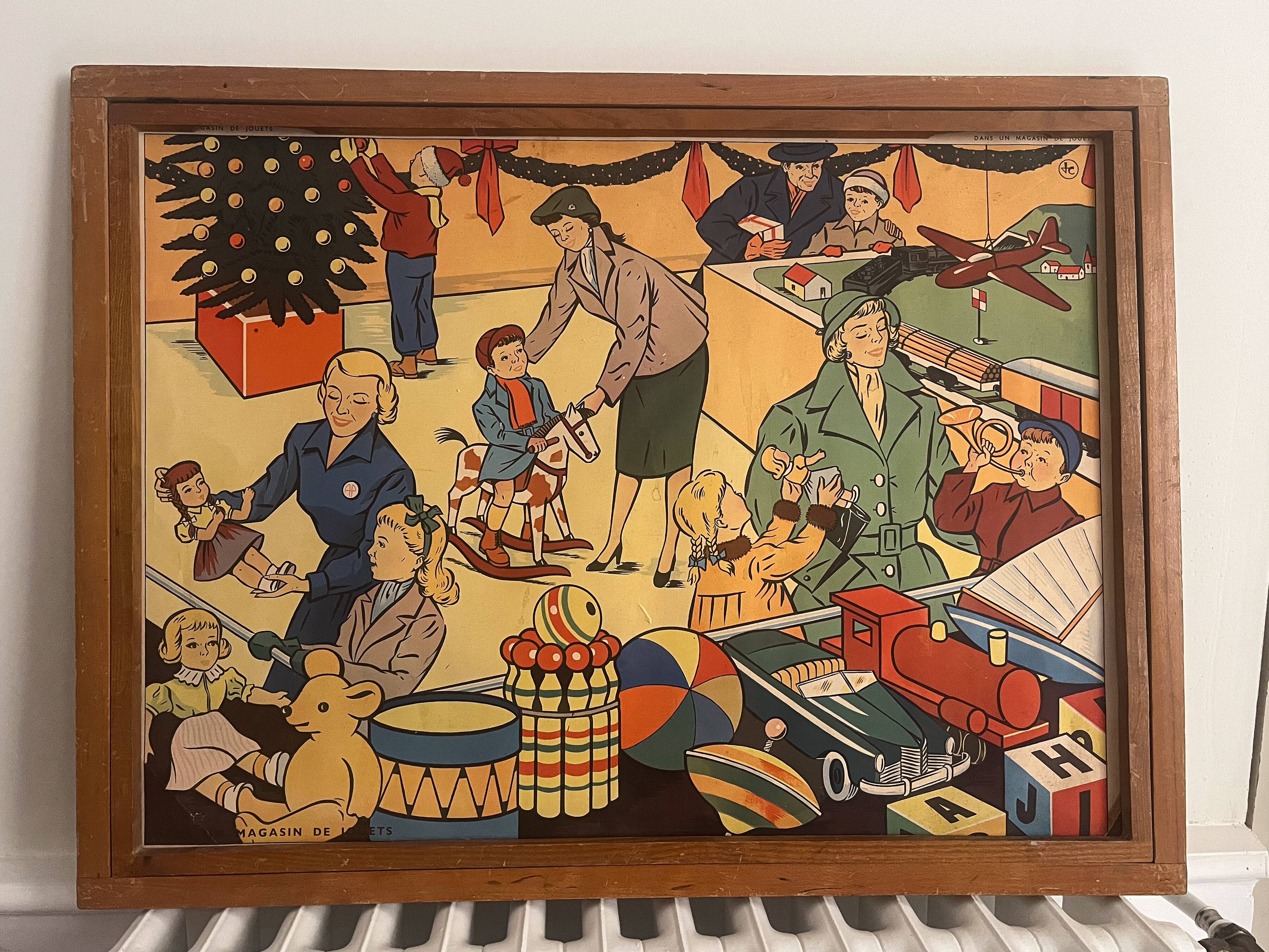 Double-sided educational posters with original wooden frame