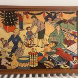 Double-sided educational posters with original wooden frame