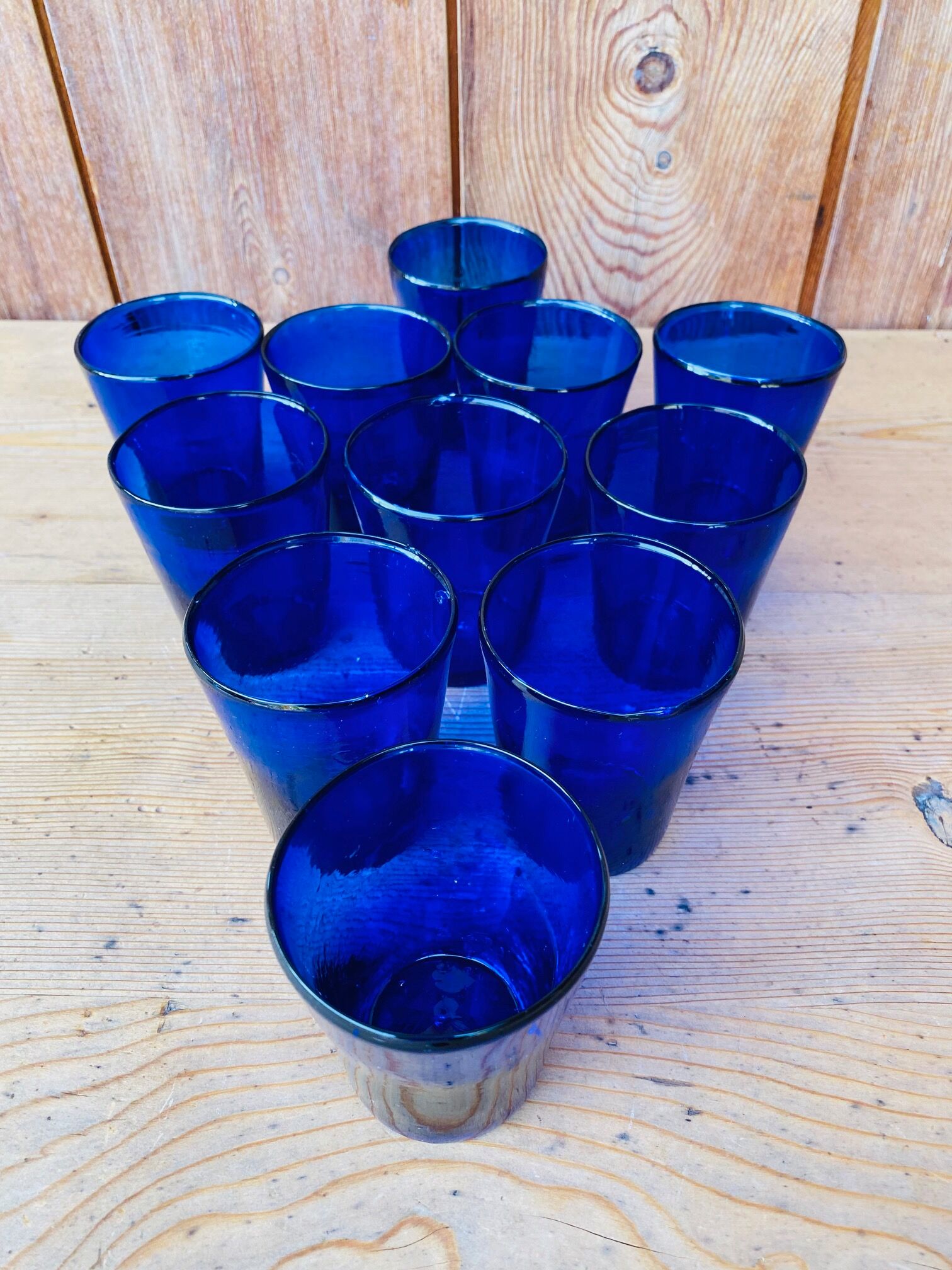 Set of 11 blue vintage glasses