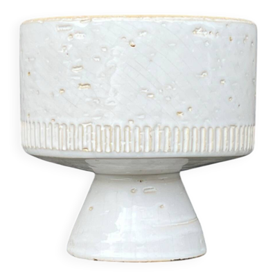 Bol sur pied en céramique blanche design moderniste scandinave 60 cache-pot