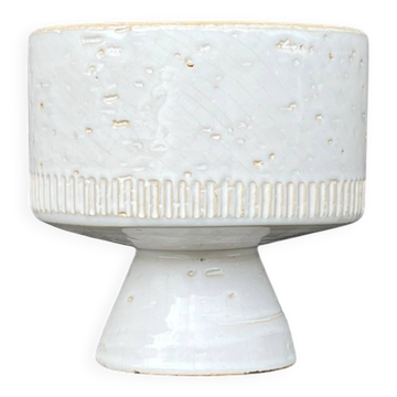 Bol sur pied en céramique blanche design moderniste scandinave 60 cache-pot