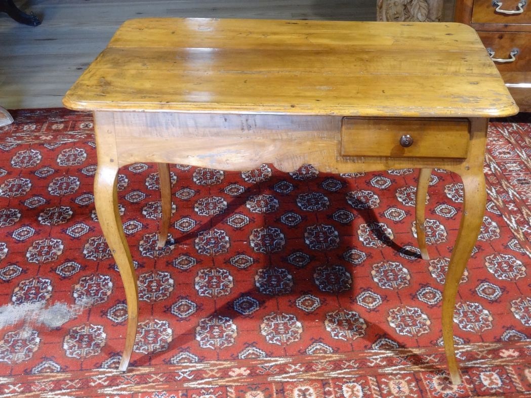 Cherry table, eighteenth century, Louis XV with two drawers