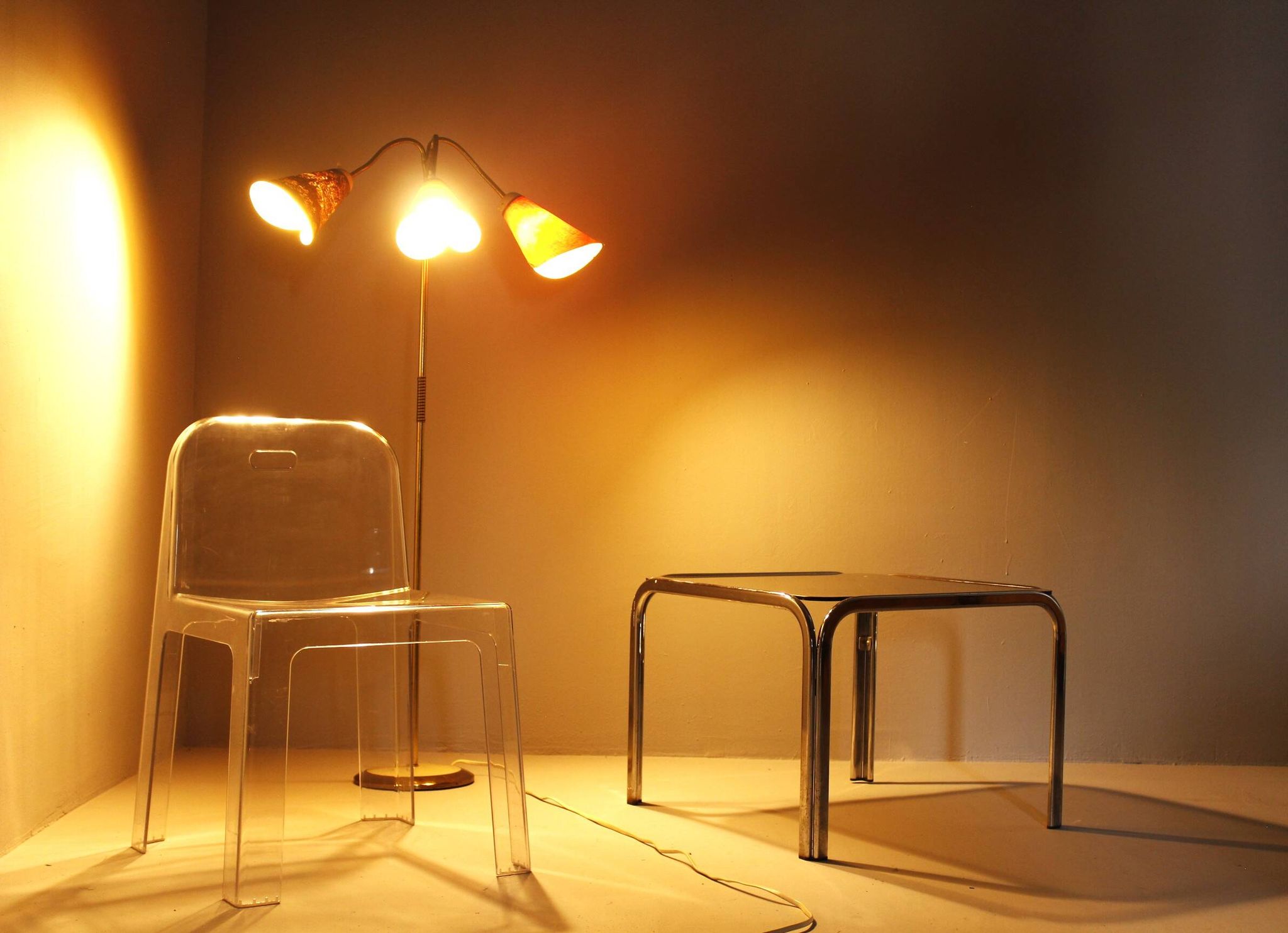 Italian Brass Three Light Floor Lamp, 1960s