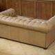 Beige leather Chesterfield sofa handmade in England.