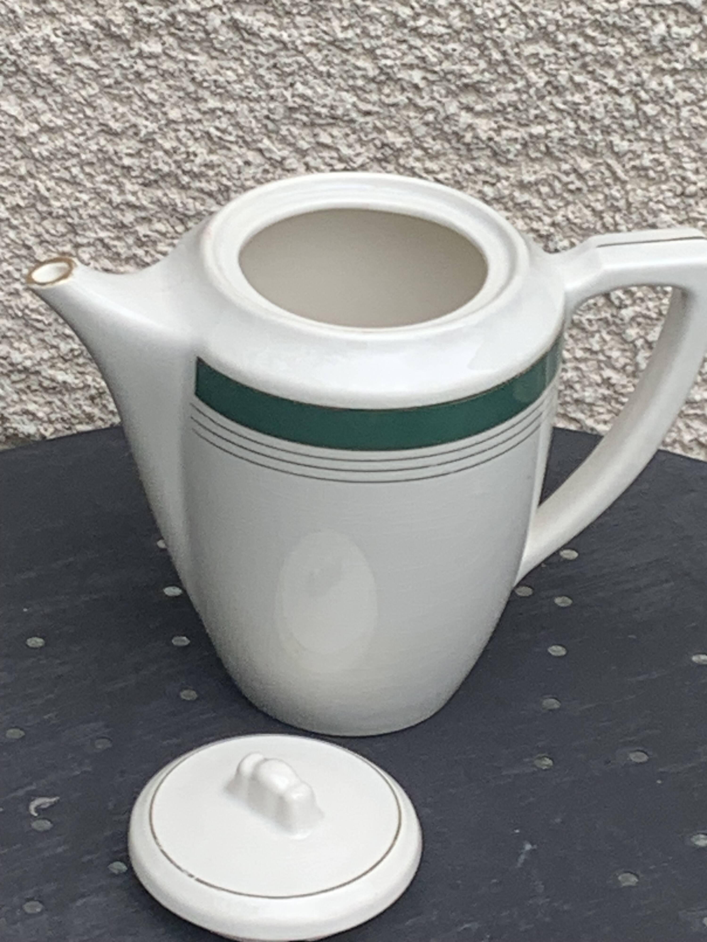 Coffee maker, milk jug and sugar bowl, Lumière, Digoin and Sarreguemines models