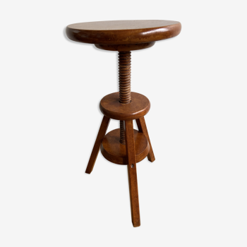 Tabouret d'architecte à vis en bois foncé