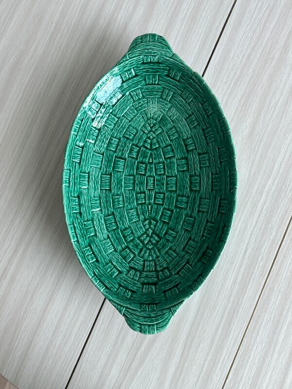 plat ancien Digoin en céramique verte