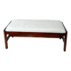 Bench in wood and white boucle fabric, italy, 1960s