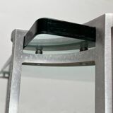 Vintage Space Age coffee table in glass and aluminium attributed to Peter Ghyczy, 1970s.