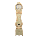 Antique mora clock long case, mint colour wood case 1800s