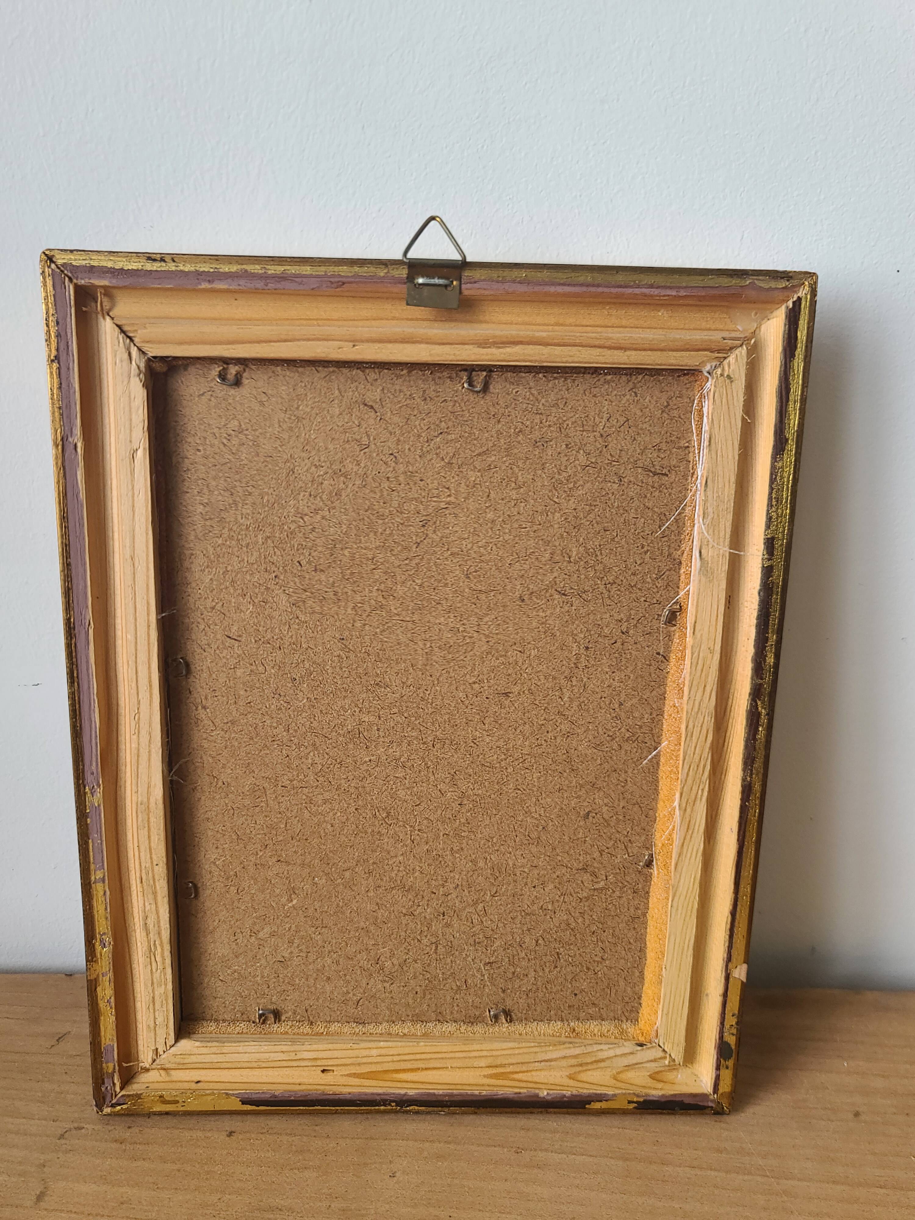 Small Framed Painting of a Pastoral Scene - Sheep & Shepherd