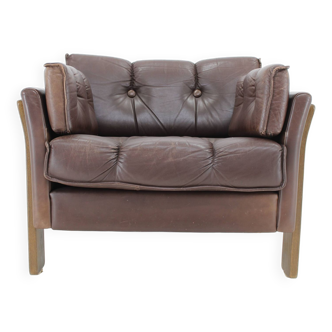 1970s Brown Leather 3-Seater Sofa, Denmark