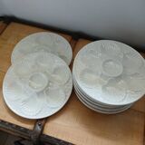 8 assiettes à huitres anciennes Longchamp