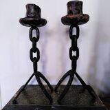 Pair of brutalist candlesticks
