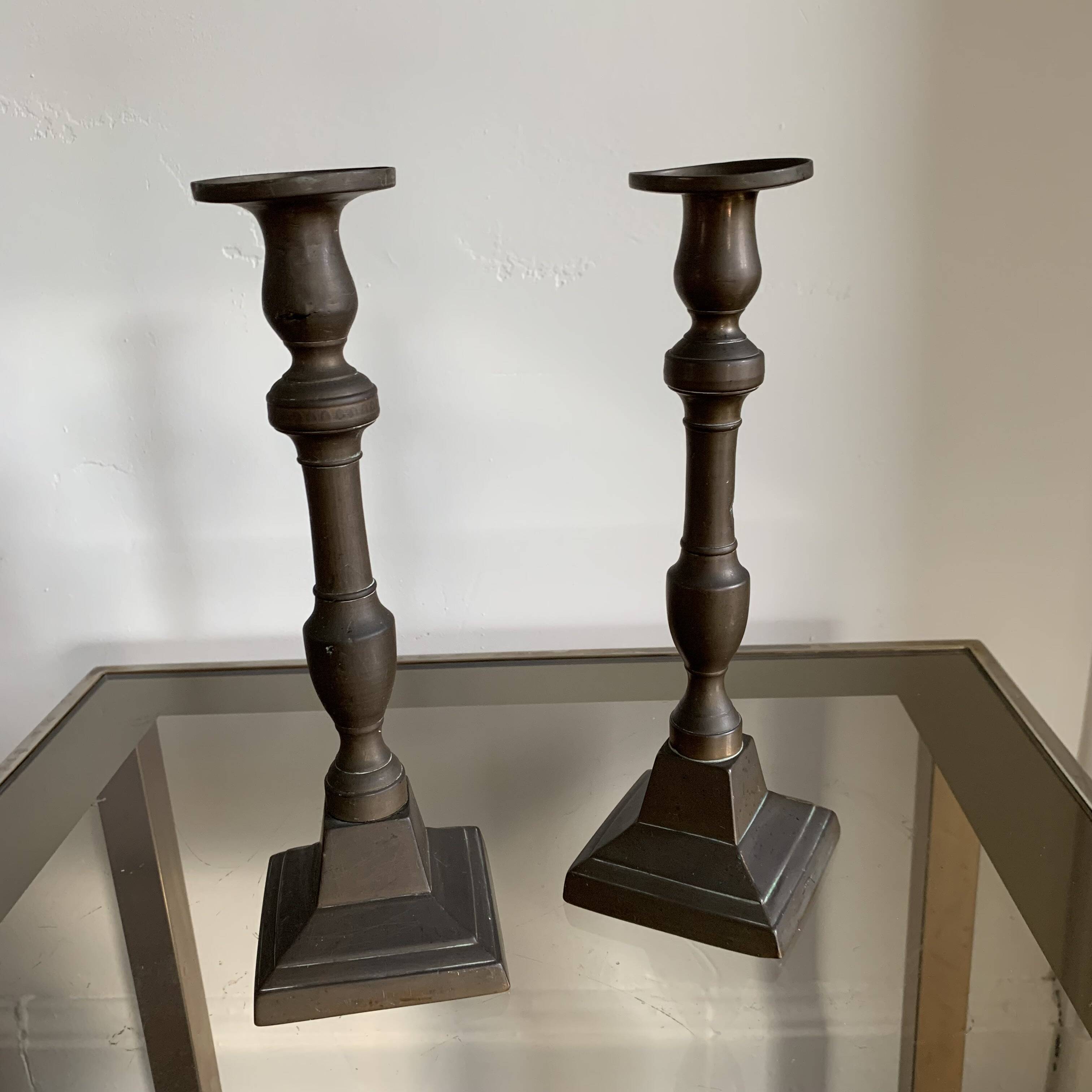 Pair of brass candlesticks