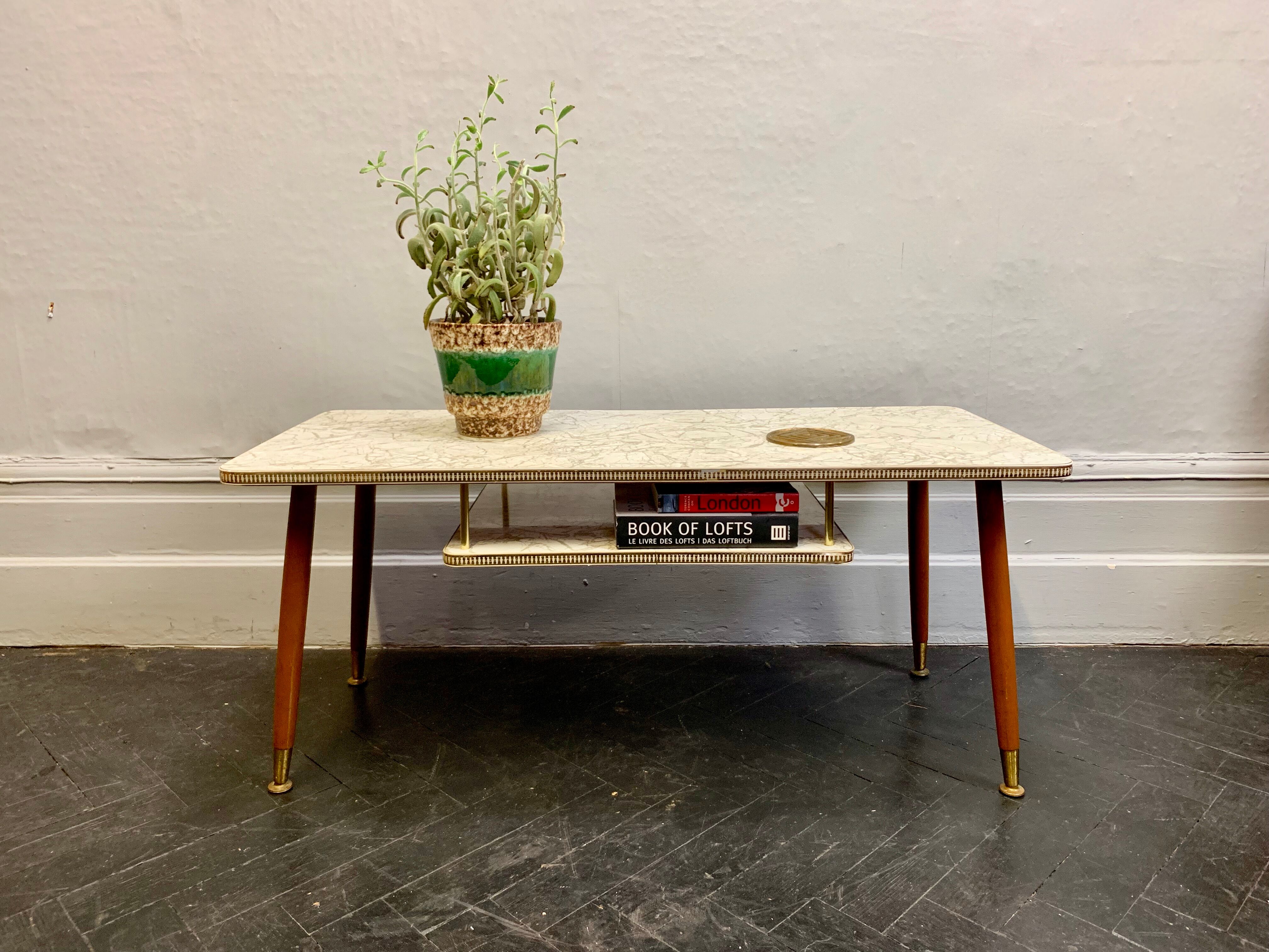Vintage Coffee Table With Shelf Formica #D12