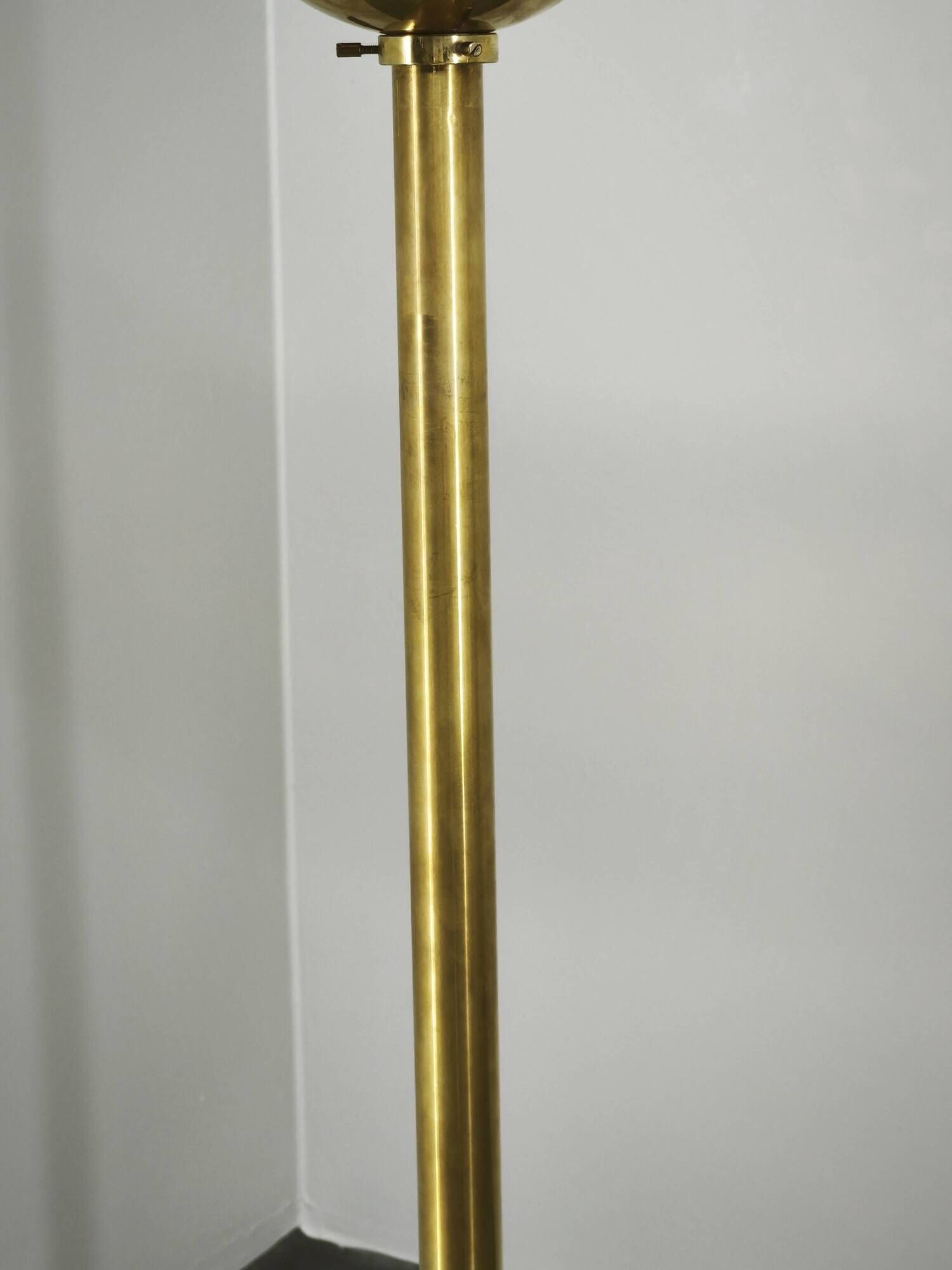Pair of Brass and Amber Glass Floor Lamps from Kamenický Šenov, 1970s