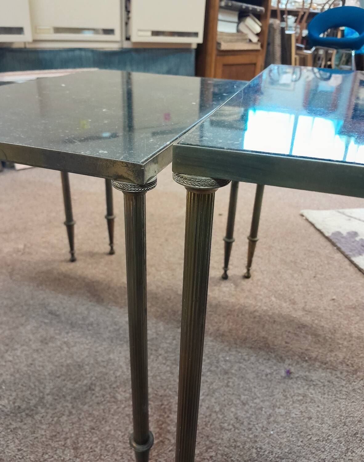 Marble and brass nesting table