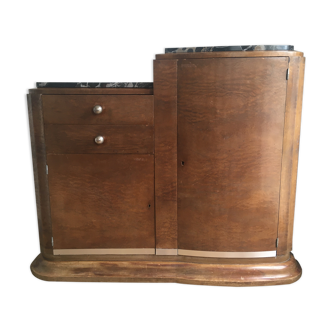 Buffet wood wood Art Deco black marble trays