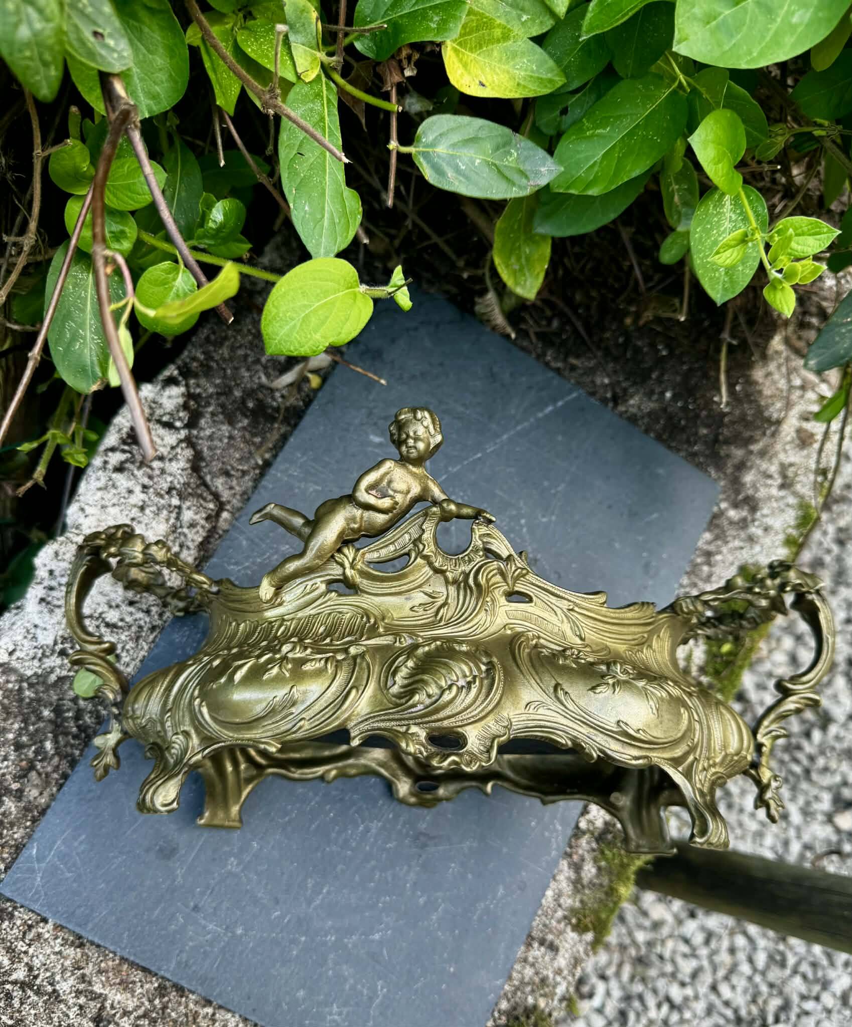 Large rock garden planter angel Art Nouveau