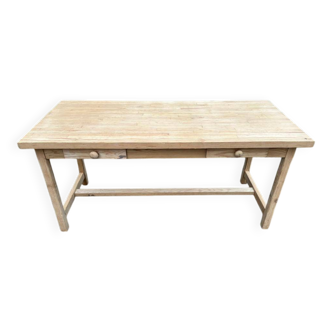 Renovated farmhouse dining table in solid wood 160cm XXth century