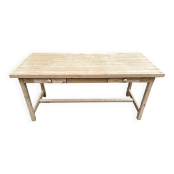 Table à manger de ferme rénovée en bois massif 160cm XXème