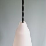Set of 3 Scandinavian white opaline pendant lights, 1960s