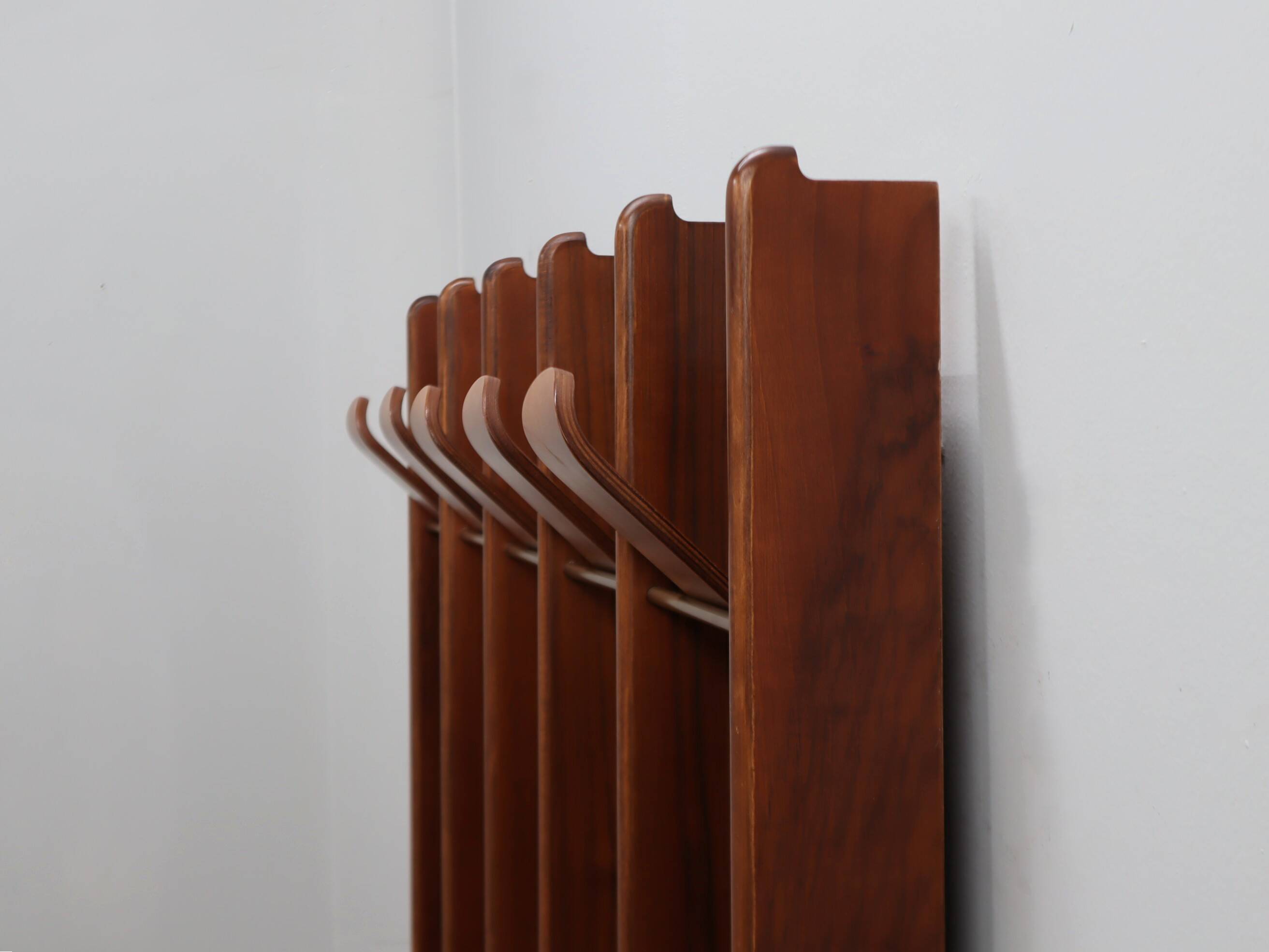 Vintage 1970s La Moderna Wood Entryway coat rack with mirrors