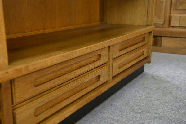 Solid oak wardrobe by Guillerme et Chambron and ceramic by Danikowski 1950s
