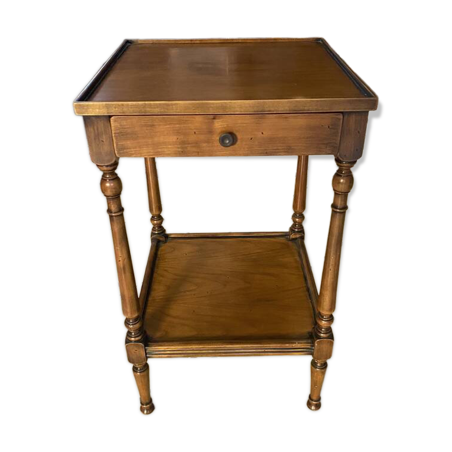 Small side table in Louis Philippe style with a patinated wood finish.