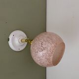 Vintage pink Clichy glass globe wall light