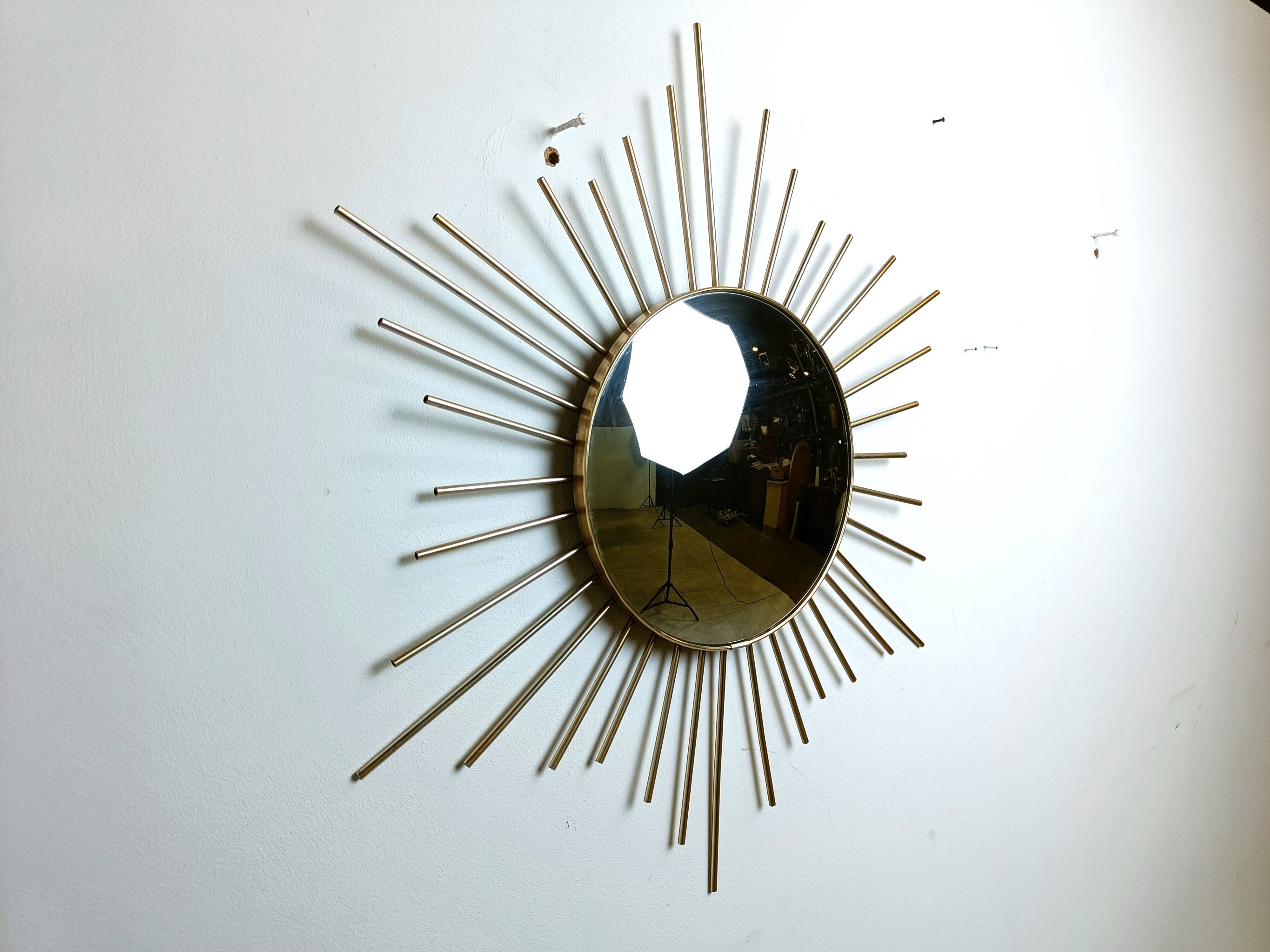 Vintage brass sunburst mirror 1970s