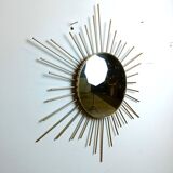 Vintage brass sunburst mirror 1970s