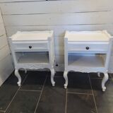 Pair of white patinated Louis XV style bedside tables