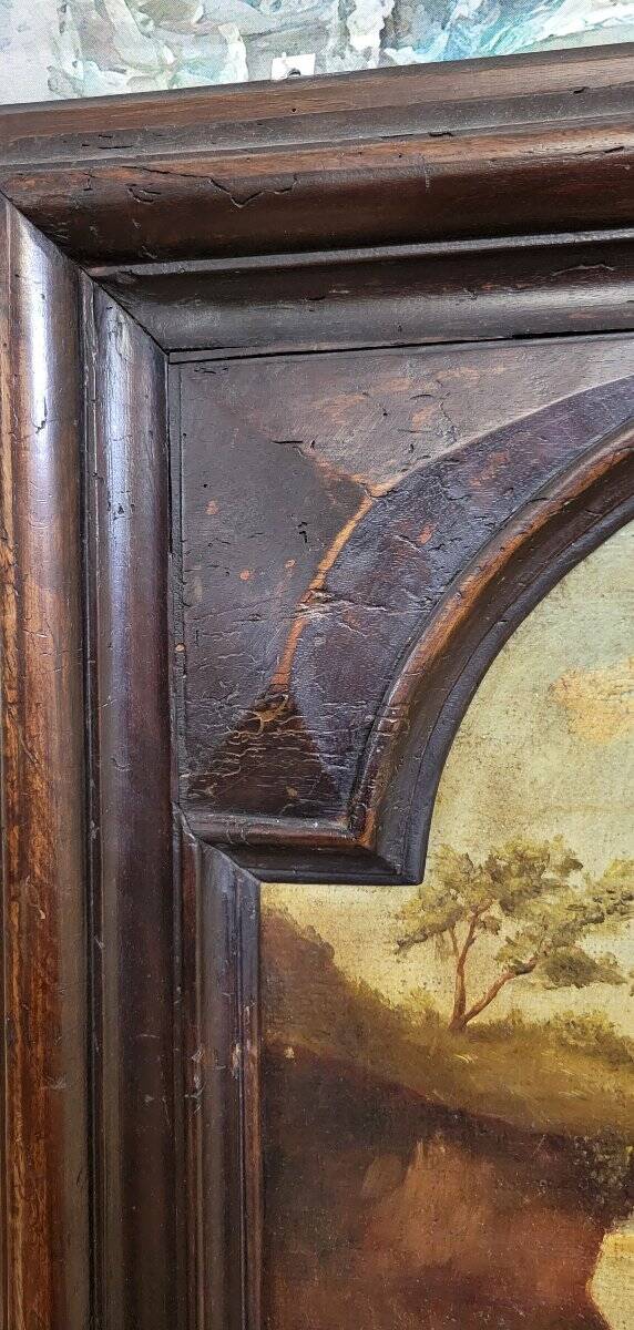 natural wood trumeau with oil painting on panel