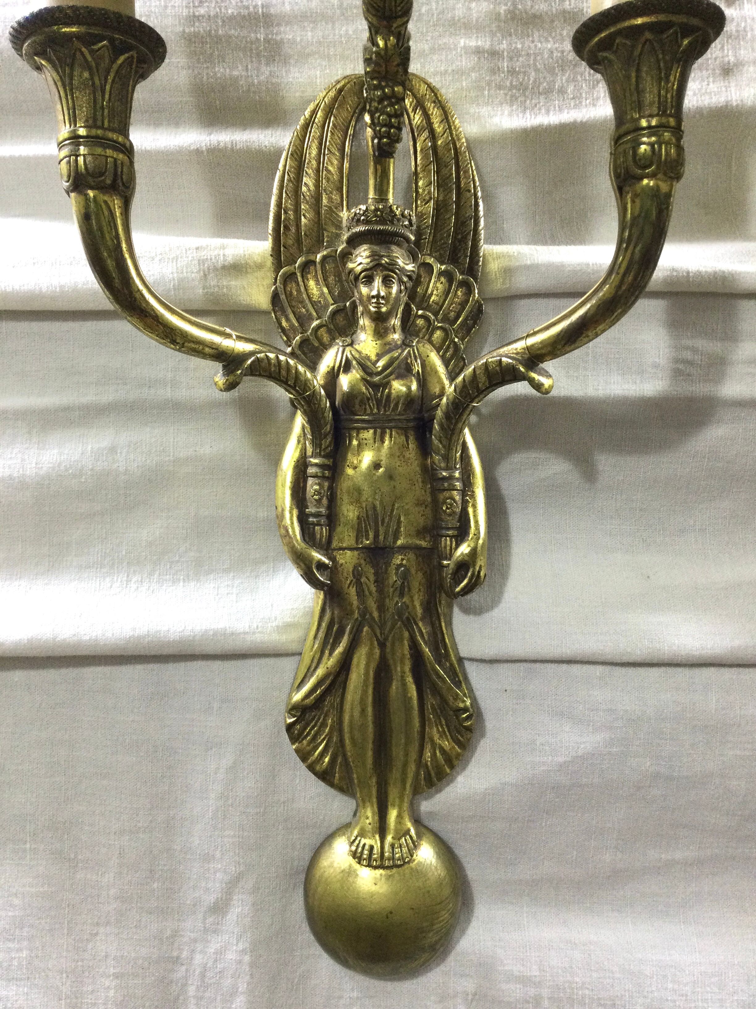 Pair of bronze empire sconces