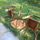Ensemble table et fauteuils rotin et scoubidou