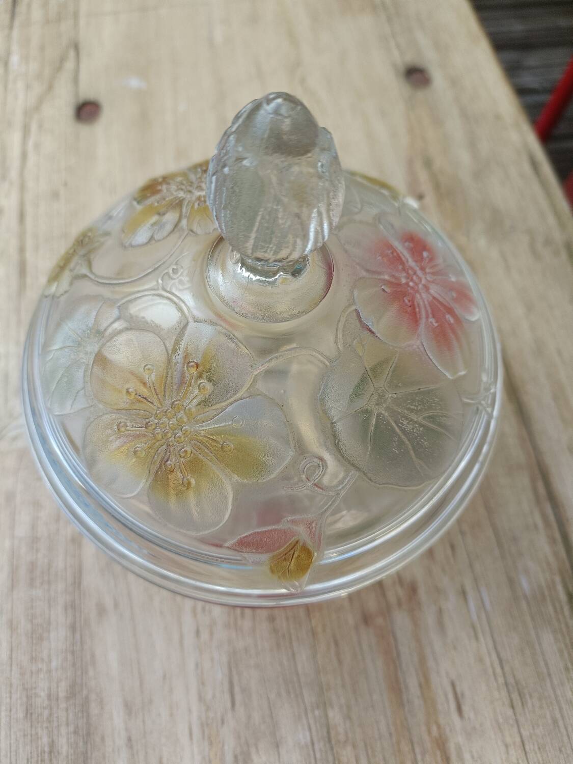 Candy dish, painted glass sugar bowl