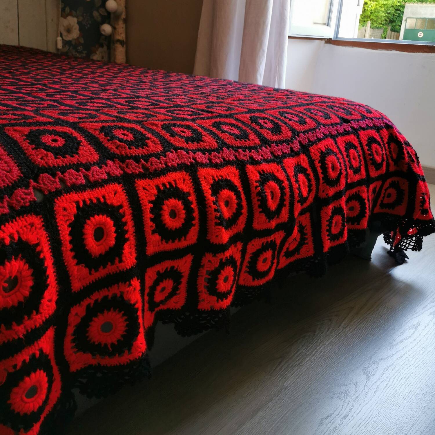 Dessus de lit crochet Vintage, fait main années 60