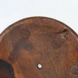 Hand-carved solid wood tripod stool with beautiful patina, France ca. 1900