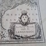 Antique engraving of the map of the southern part of Languedoc France from the
