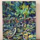 Abstract port landscape, oil on canvas