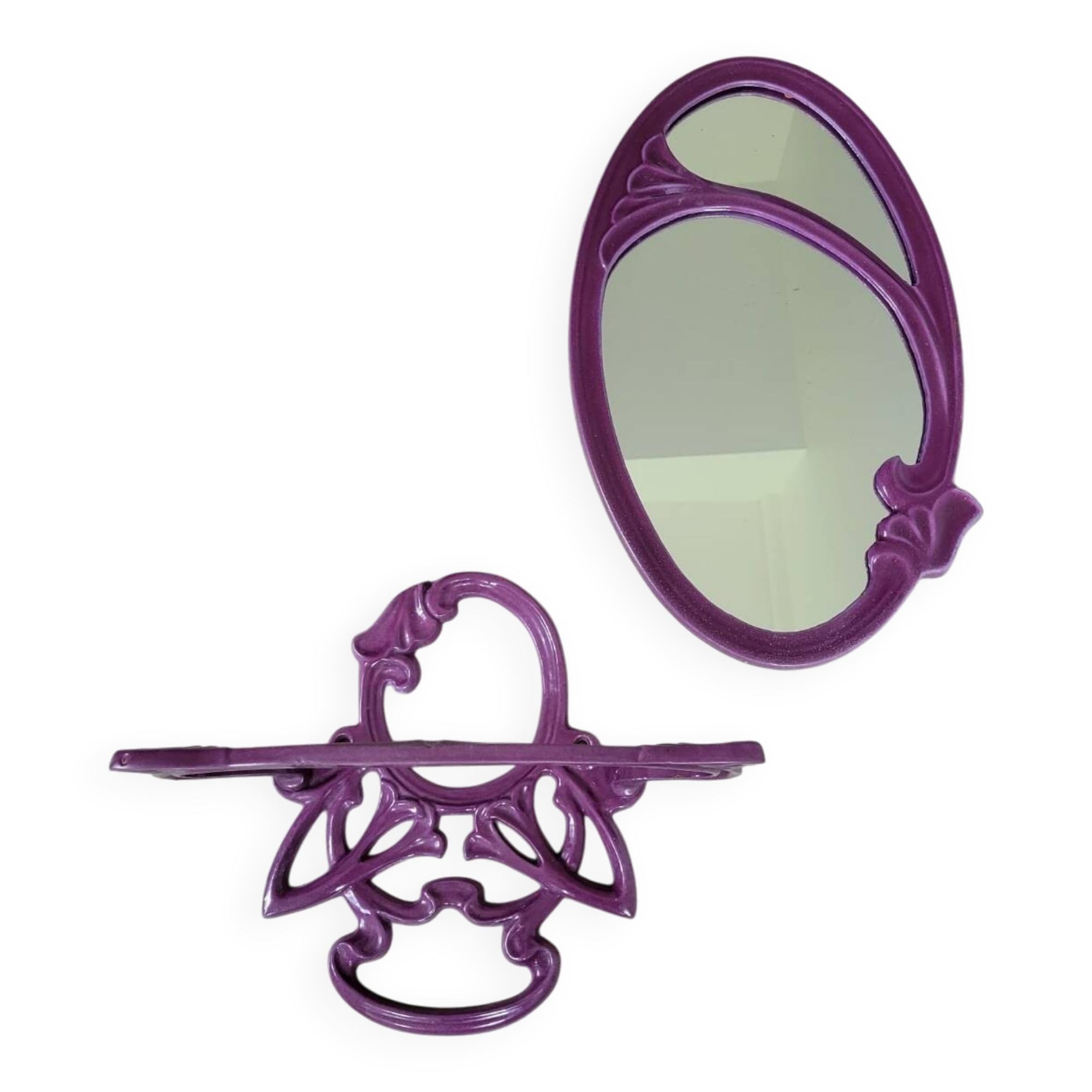 Bathroom set enamelled cast iron mirror door set