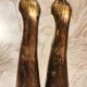 Golden candle holder art deco style peacock head