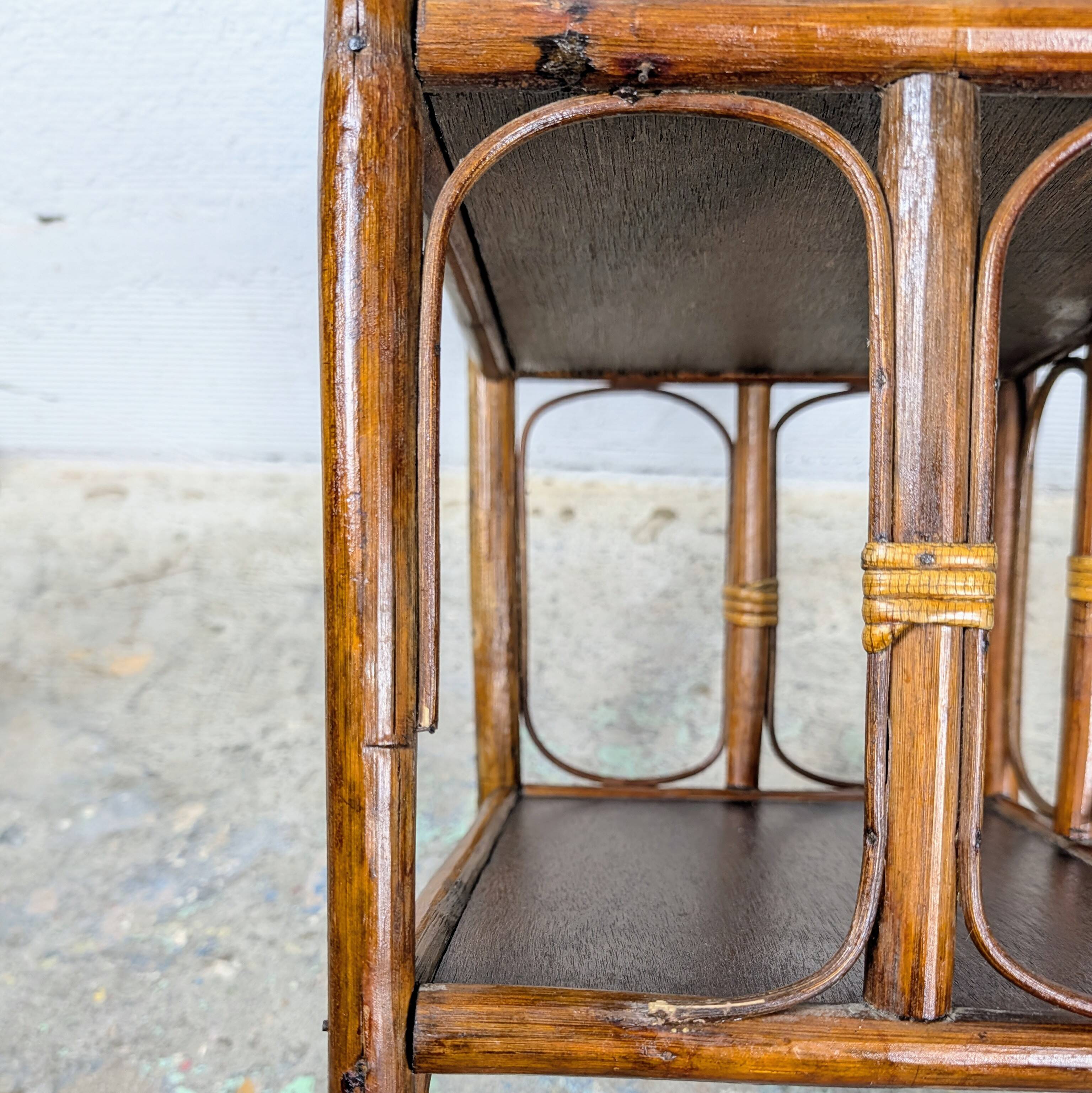 Small rattan and wood shelf